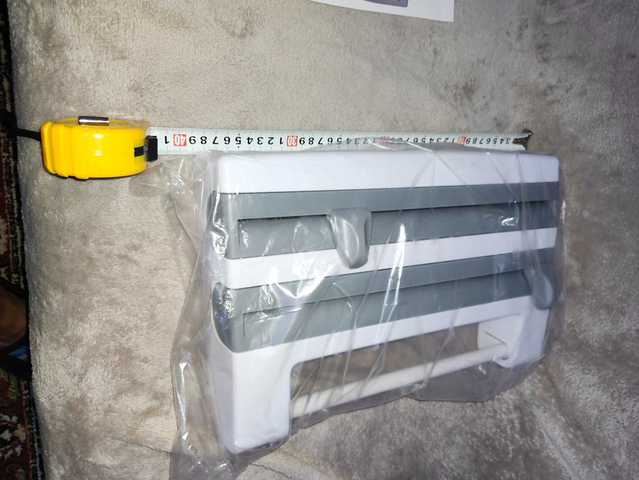 Organizator dispenser bucătărie 3în1 folie aluminiu, folie alimentară, rolă prosop hârtie NOU