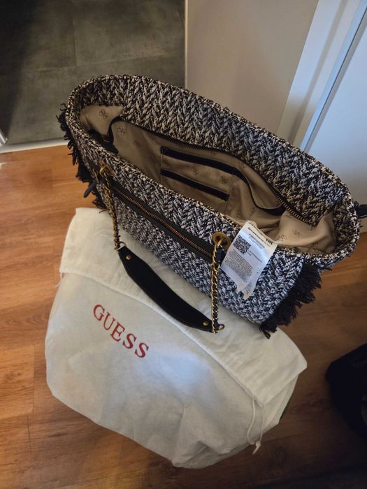 Geanta GUESS Originala Model Tweed & Chain | Eleganta | Dustbag Inclus