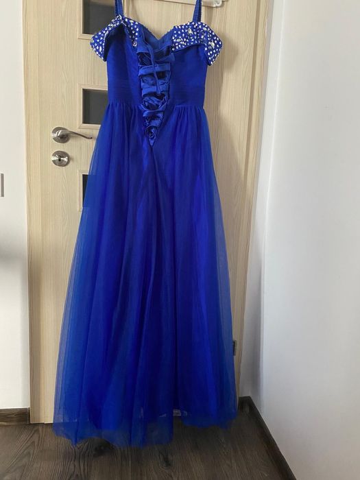 Rochie eleganta de seara, lungă, tul paiete, mărimea S, purtată o dată
