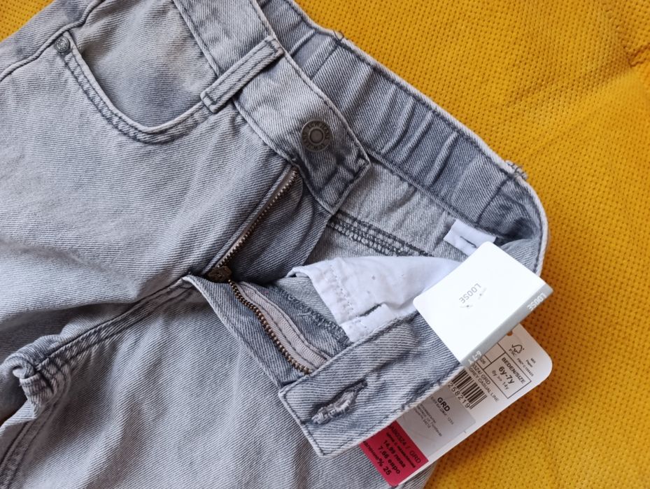 Детски дънки, светло сив деним, прави, ш-ка талия, размер 116-122 см