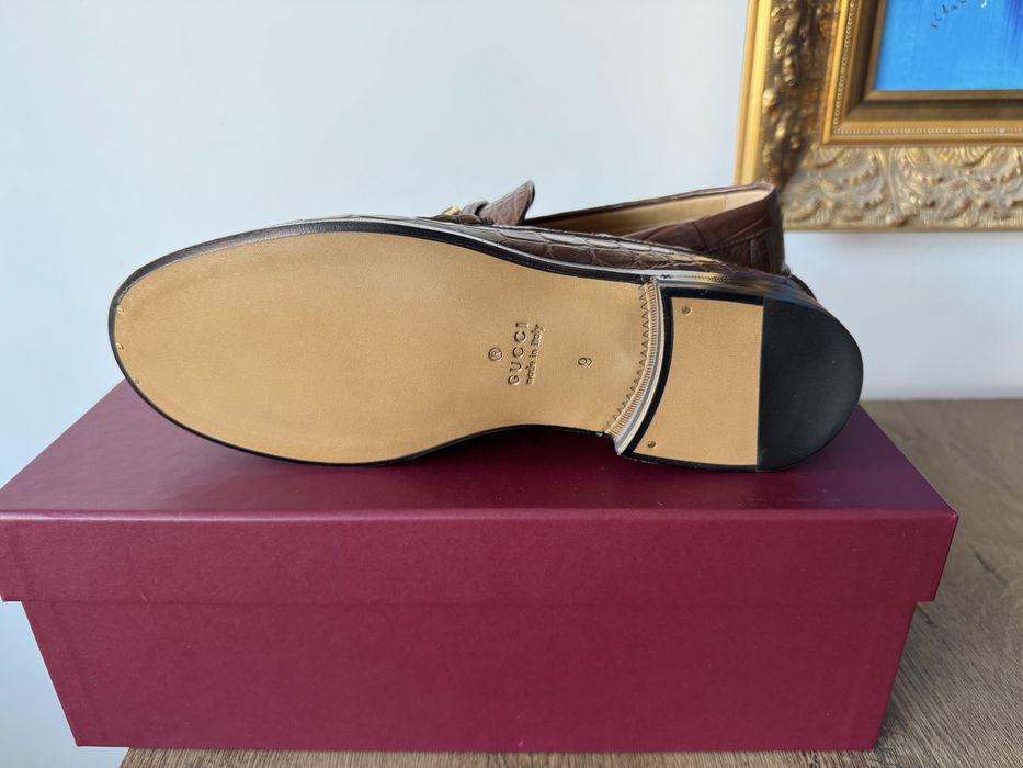Mocasini Gucci piele de crocodil