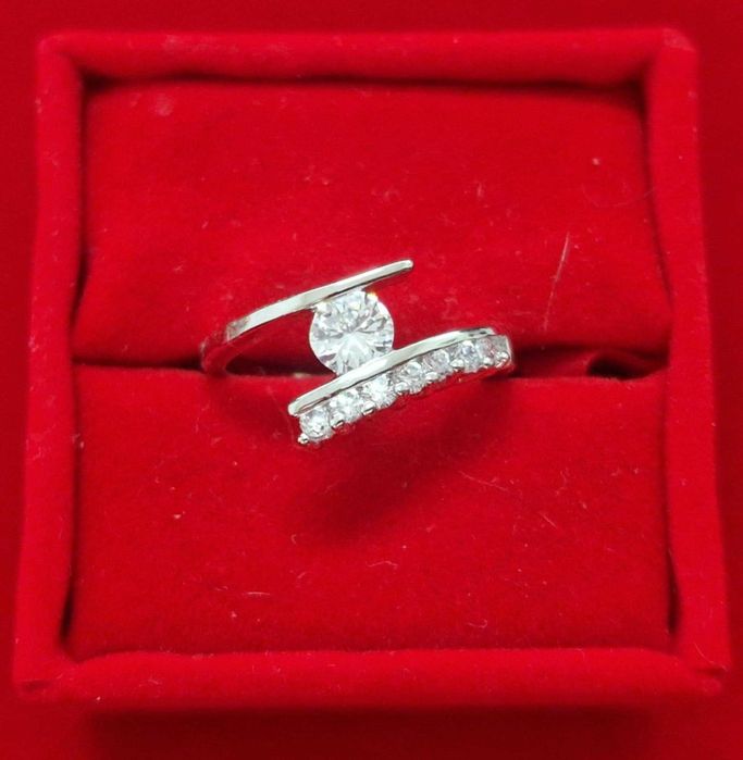 GR80,inel placat aur alb 18k,ideal logodna, zirconiu alb