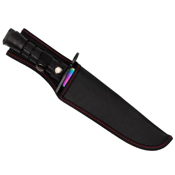 Cutit vanatoare IdeallStore®, Rainbow Rambo, 32.5 cm, teaca inclusa