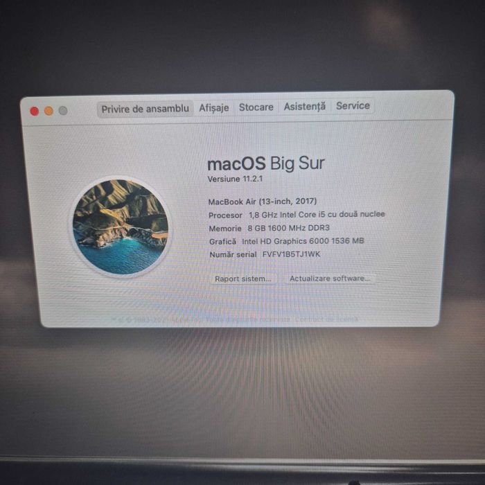 Laptop MacBook Air 13″ 2017, i5 1.8 GHz, 8 GB, HD Graphics 6000  26020