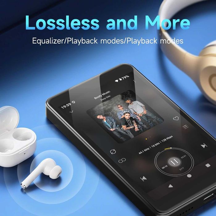 96GB MP3 и MP4 плейър, Android 14, 4-инчов IPS екран, Bluetooth и WiFi