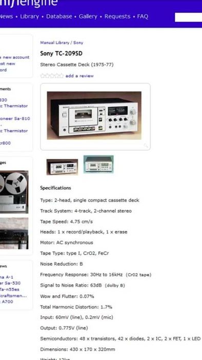 SONY TC-209 SD vintage Cassette Deck *1975