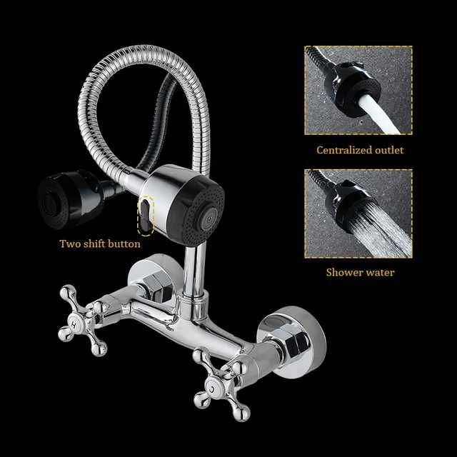 Стенен смесител ретро с две ръкохватки