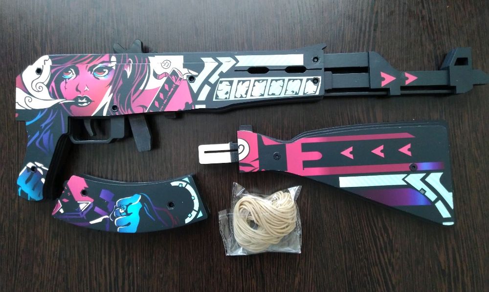 Игрушка-резинкострел из дерева АК-47