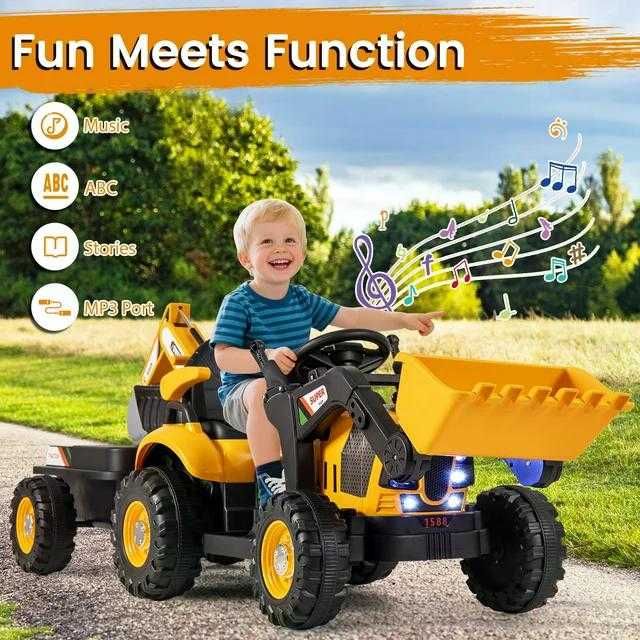 Tractoras electric pentru copii Kinderauto BJEJ1588E 2x35W, 12V yellow