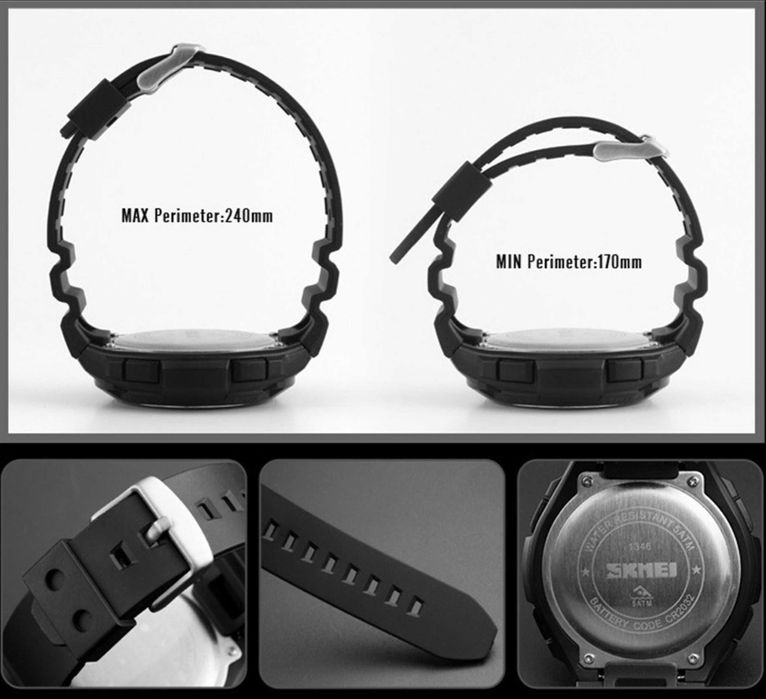 Солиден водоустойчив мъжки спортен часовник SKMEI кварц LED 1346