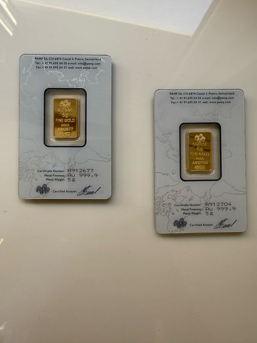 Златни кюлчета PAMP Suisse 5гр 24К