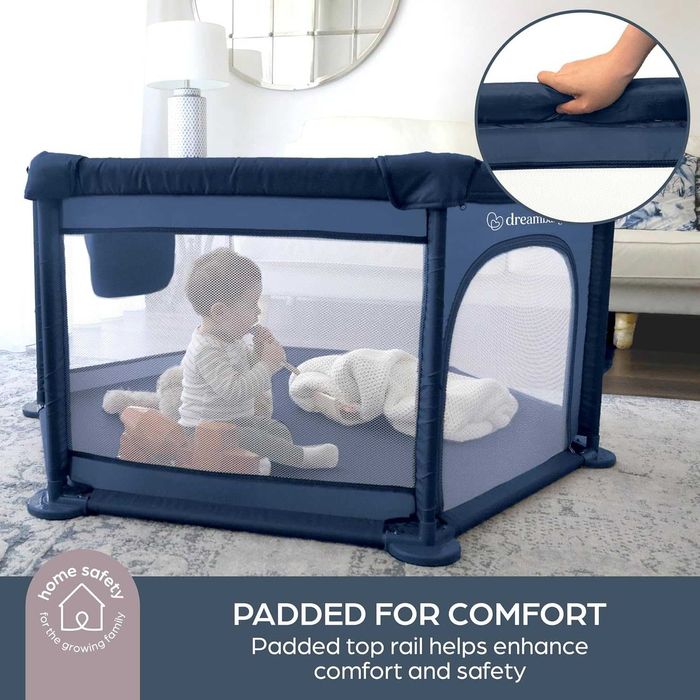 Dreambaby Голяма кошара за игра Explore Deluxe, 140х140 см, тъмносиня