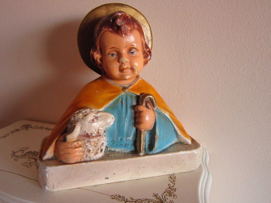 cadou rar MidCentury Păstorul cel Bun Copilul Isus cu miel Franta 1956