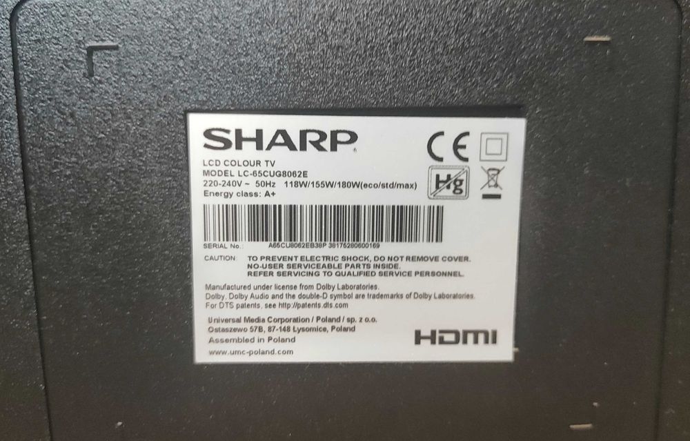 4K Smart LED TV SHARP 65" Перфектен. Без скрити проблеми.