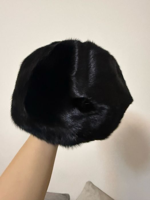 Шапка норковая темно коричневая