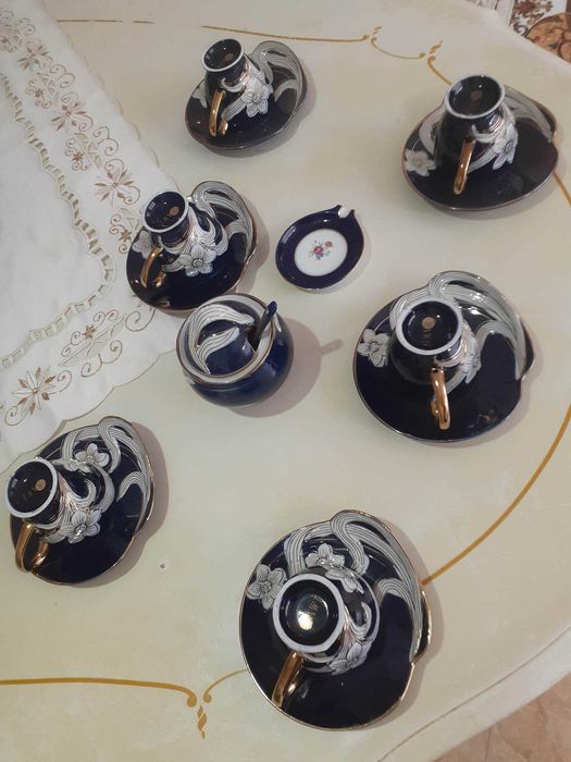 Cesti kafea porțelan placate cu foițe aur