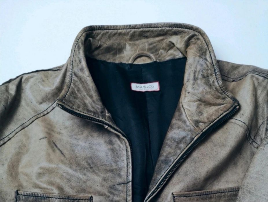 Jacheta Max&Co piele naturala cu efect distressed