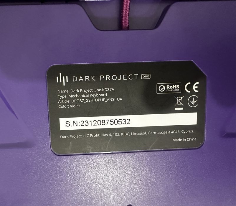 Клавиатура dark project one kd87a