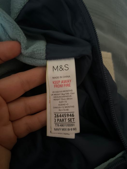 Snowsuit/costum salopeta iarnă /overall 6-9 luni Mark and Spencer