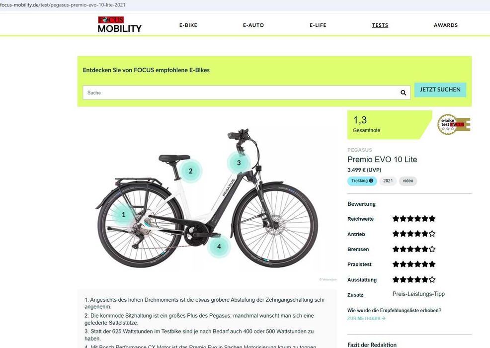 Bicicleta electrica Pegasus Premio EVO 10 LITE 625wH, BOSCH CX