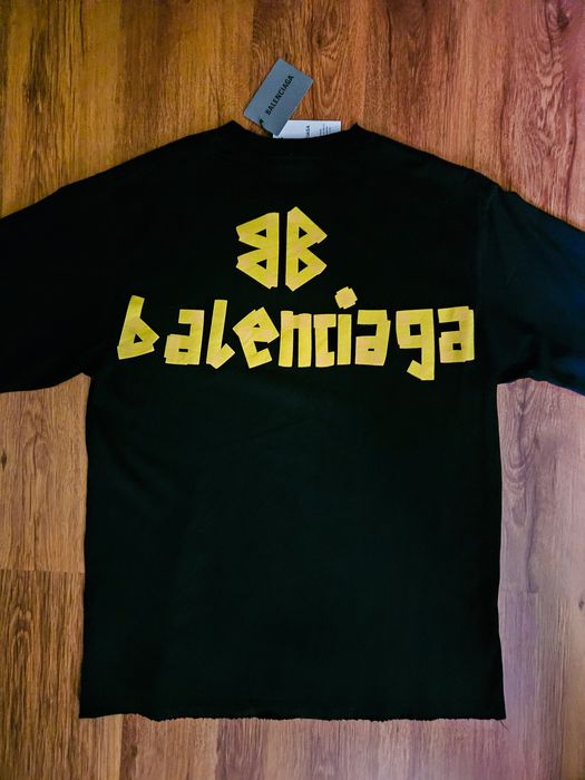 Tricou Balenciaga Negru/Crem/Galben tape