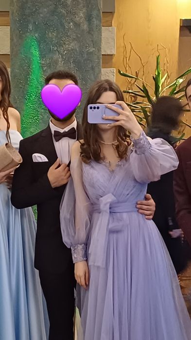 Лилава официална бална рокля