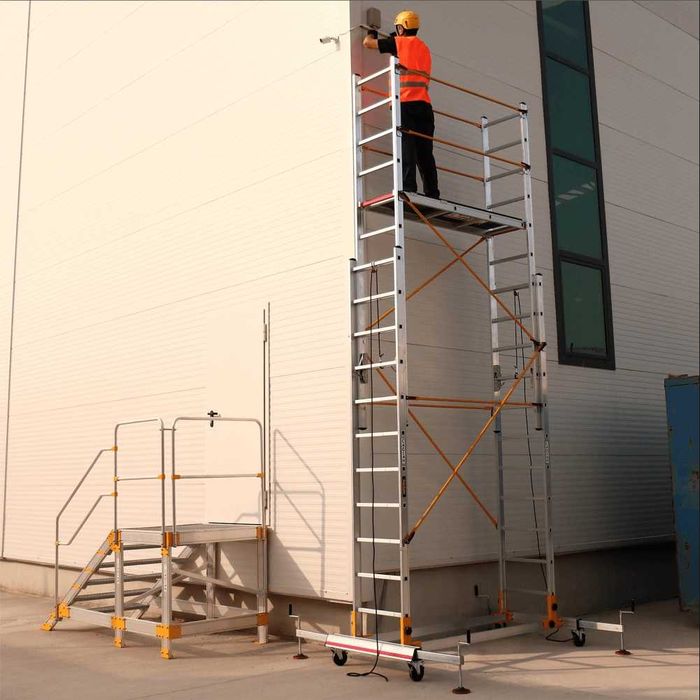 Schela mobila profesionala din aluminiu BISONTE TeleSafe 008XL h lucru 8.05