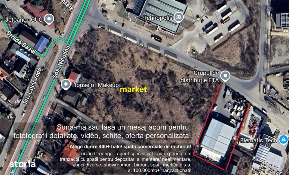 Hala/ spatiu comercial, langa market, de la 200mp la 1796mp, in CUG