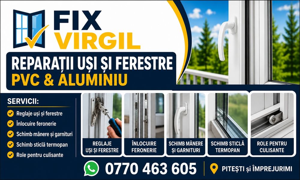 Reparații Termopane PVC și Aluminiu | Reglaje | Feronerie | Sticlă