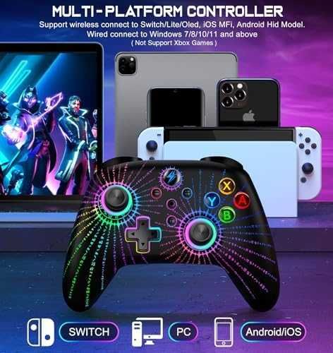Нов Безжичен Контролер за Switch RGB Светлини Turbo и Вибрация за игри