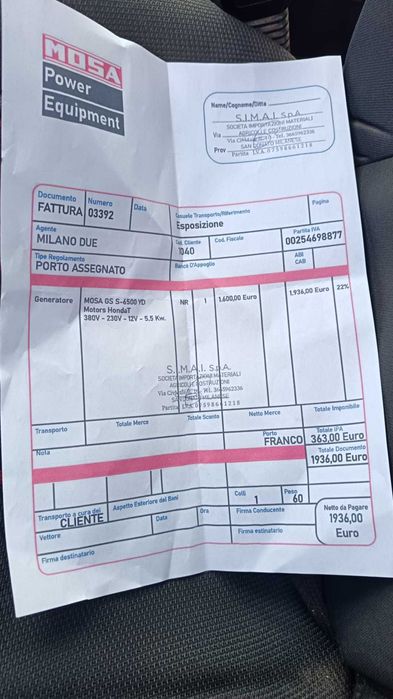 De vanzare generator pe Benzina inport Italia MOSA
