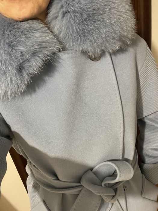 Ново палто от алпака лама и кашмир Кашмирено с яка от лисица