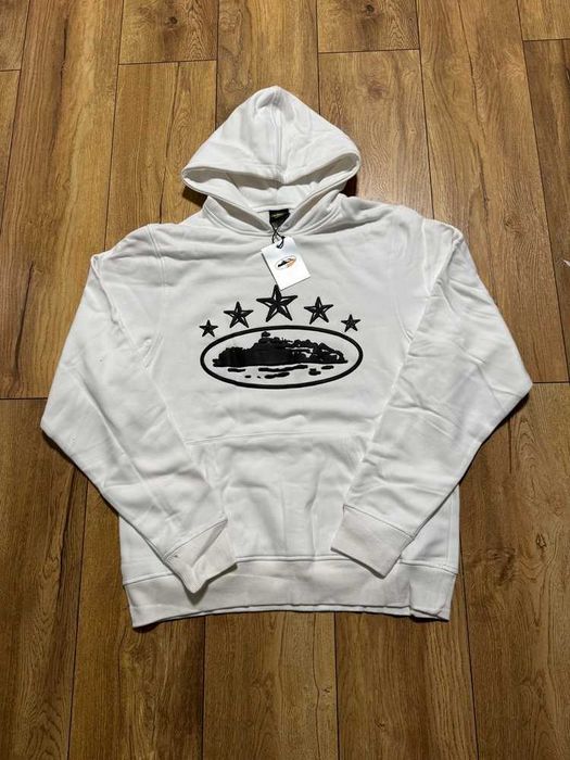 Corteiz 5 Starz Alcatraz Puff Print White Hoodie