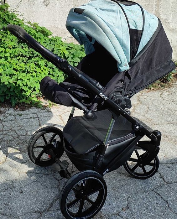 Комбинирана бебешка количка 3 в 1 , алуминиева рама, Riko side mint