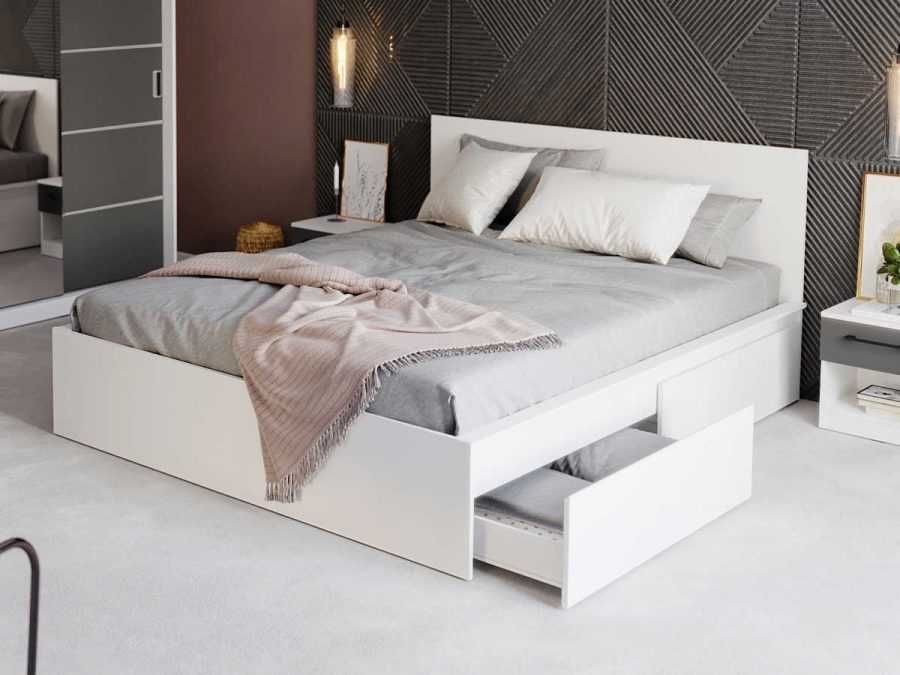 Pat Alb optional lada de depozitare 120/140/160/180x200