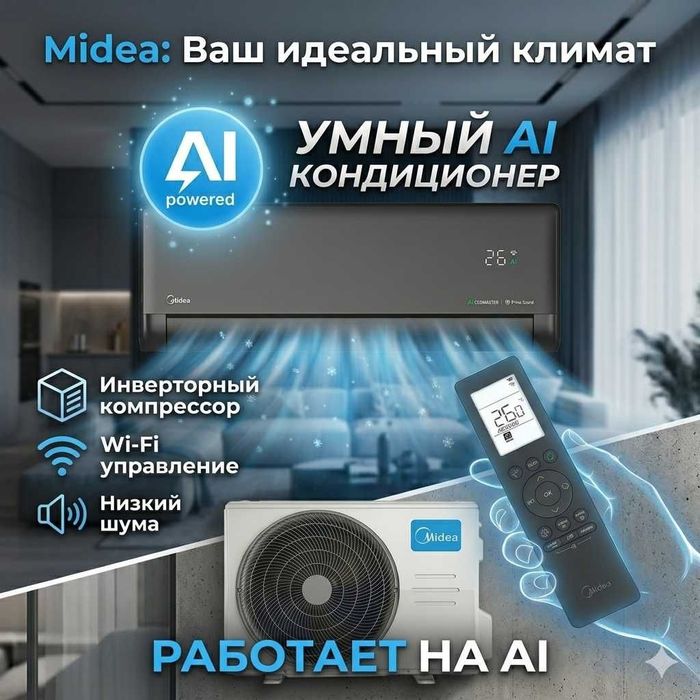 Кондиционер Midea Naomi Pro Ai Wi-Fi графит мощность 7\9\12\18\24 BTU