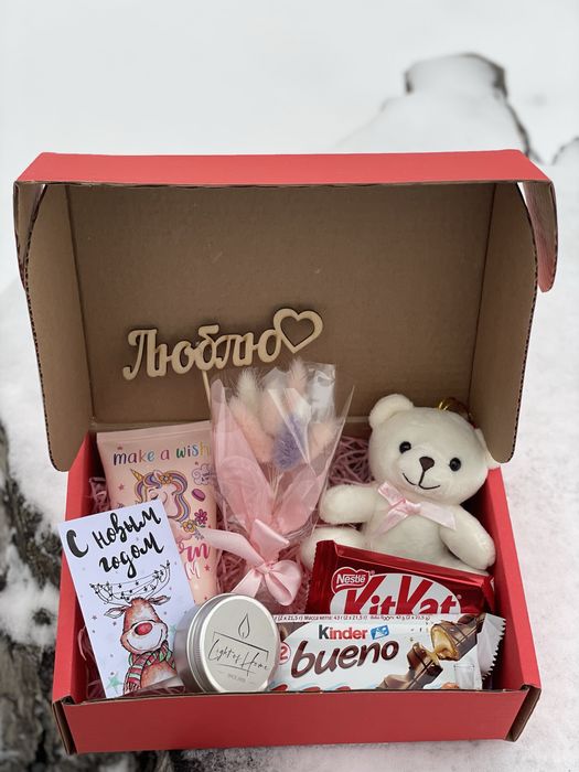 Бокс с мишкой белым с доставкой