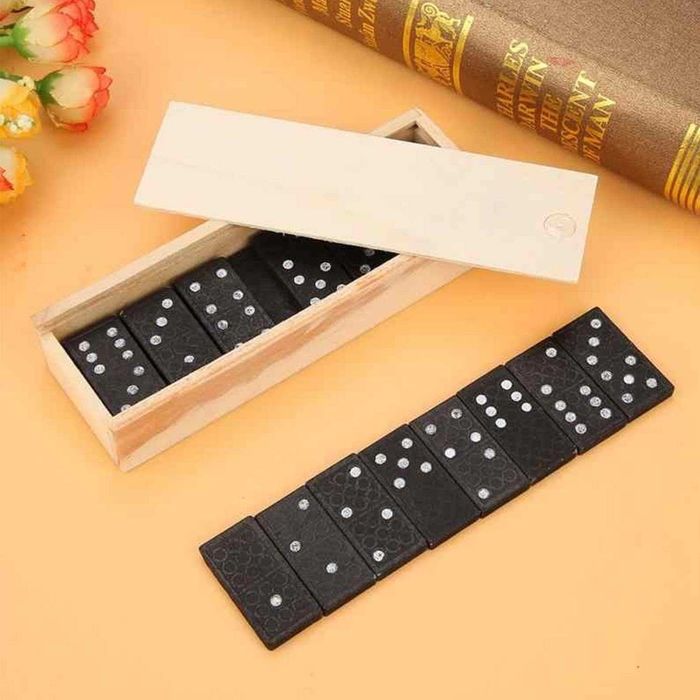 Joc Domino in cutie eleganta din lemn 28 piese 15 x 5 x 3 cm