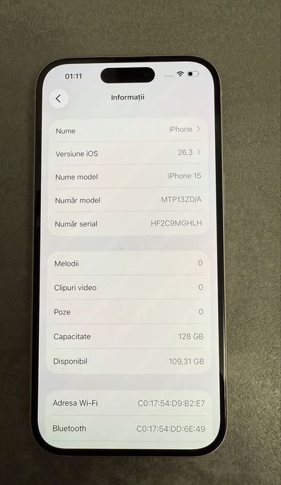 iPhone 15 , Pink , 128 GB , impecabil
