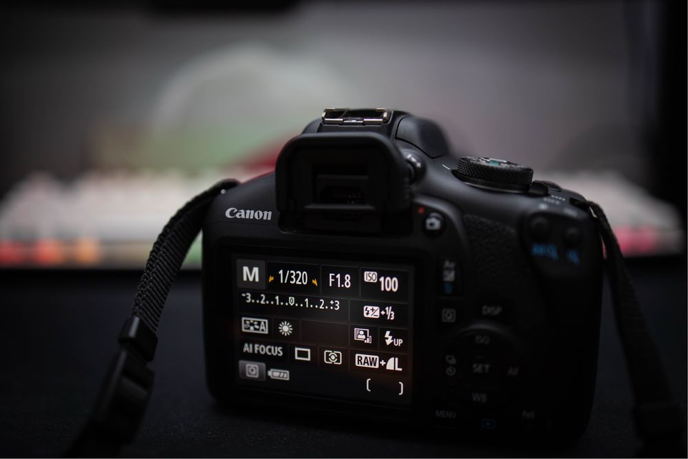 Canon EOS 2000D + Kit 18-55mm. Separat 50mm.