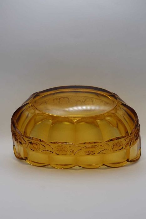 Bol din sticlă presată Fostoria Coin Glass, nuanță chihlimbar (amber).