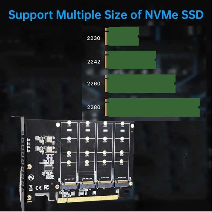 Адаптер SSD-M2х4/PCI-E4.0 X16 для NVMe SSD х4