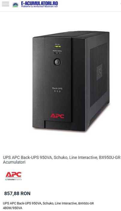 UPS APC 12V ieftine (invertor, stabilizator) americane: 21 modele! -pt camere alarme iluminat calculator tv router centrale pompe clasice (325-1200VA)