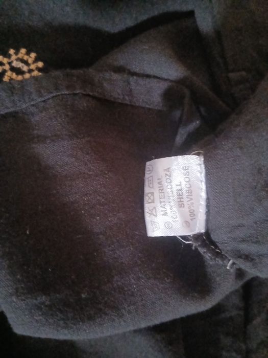 Bluza motive boho/ etnice neagra / broderie crem / S-L / maneci 3/4