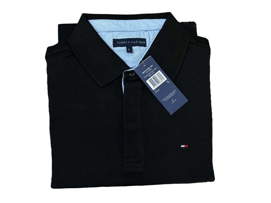 Мъжка блуза с яка Tommy Helfiger Slim Fit - L - Черна