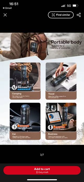 HiBREW H4A-premium кафемашина, 3в1, преносима, 80W, с калъф -