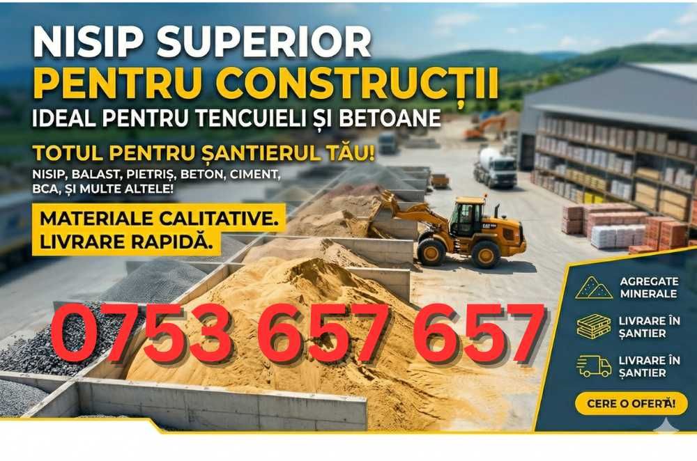 Nisip 0-4, nisip 0-3, nisip gazon, nisip spalat, nisip pufar, nisip de umplutura iasi