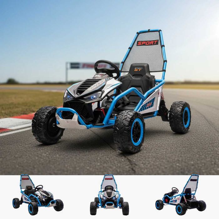 Go-Kart electric cu functie DRIFT 2x 150W 24V 10Ah scaun tapitat Blue