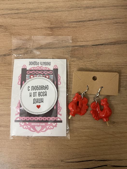 Серьги петушки новые