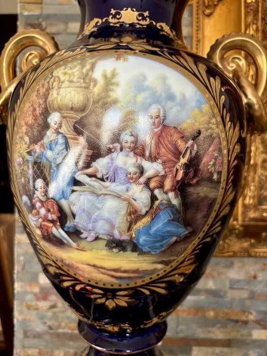 Impunator vas stil Sevres-marcat-portelan-aur-bronz-Franta